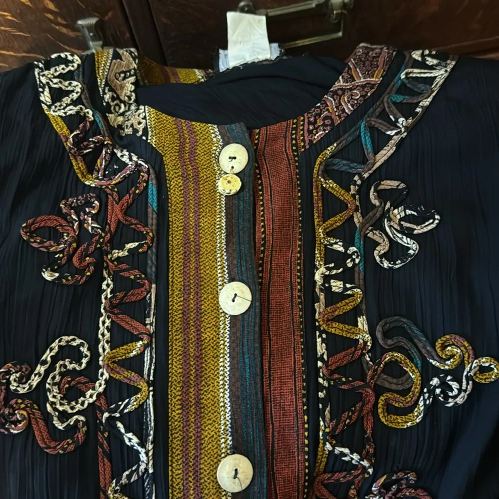 Carole Little Vintage Ribbed Appliqué Button Down Tunic Top Size 6 - Picture 8 of 12